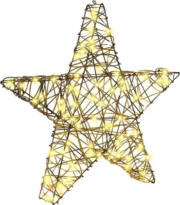 Image de Étoile en 3D avec 50 LED Blanc chaud 55 x 52.5 x 9 cm Rotin