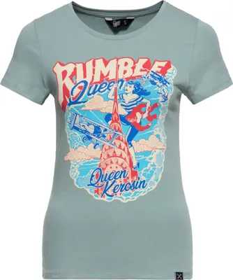 Produktbild von QUEEN KEROSIN T-Shirt Mit Comic Art Rumble Queen Grün Xxl