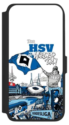 Produktbild von NIVOCASE Klapphülle für Samsung Galaxy A17 5G  Handyhülle aus Kunst Leder NIVOflip schwarz Aufstieg Hamburger SV Offizielles Lizenzprodukt