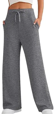 Imagen del producto de Omgoods - Pantalones de chándal de algodón para mujer, con cintura alta y corte holgado