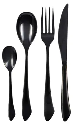 Produktbild von 24-teiliges Besteckset in glänzendem Schwarz