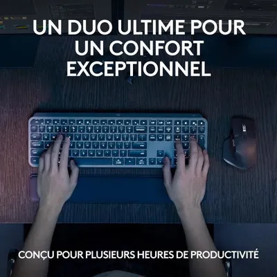 Image de Ensemble Clavier Souris, Sans Fil, Logitech MX Keys S, AZERTY, Rétroéclairé, Graphite