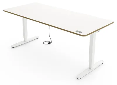 Produktbild von Yaasa Desk Pro Höhenverstellbarer Schreibtisch Elektrisch 180 x 80 cm, Multiplex-Weiß/Weiß – Touch Handschalter – 9 Speicherfunktionen – Höhenanzeige