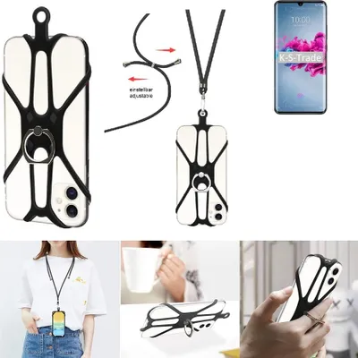 Produktbild von K-S-Trade 3in1 Handykette Handyband Handykordel Halsband Smartphone-Ring Handy-Ring kompatibel mit ZTE Axon 11 5G Fingerhalterung Handyring
