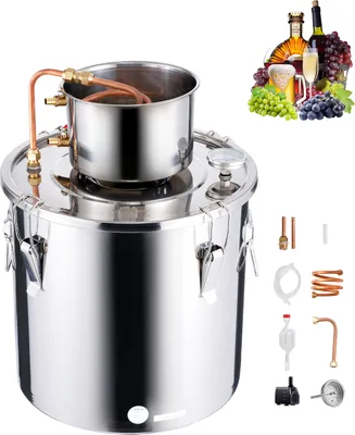 Immagine prodotto di Alambicco VEVOR, 30 litri, acciaio inox, alambicco ad acqua, produzione di birra in casa, affinamento, set di fermentazione per vino, whisky, brandy, argento