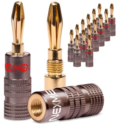 Produktbild von Bananenstecker 4mm schraubbar vergoldet 16x Stecker NEXMEX für Lautsprecherkabel