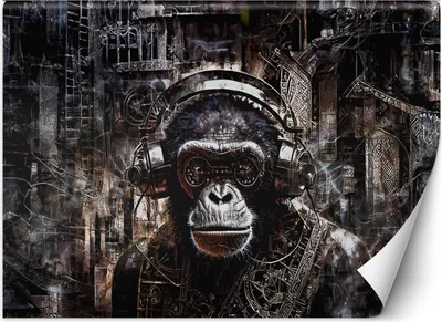 Produktbild von Vlies fototapete Moderner Affe Abstraktion 300x210 cm Feeby Grau inkl. Kleber einfache Montage