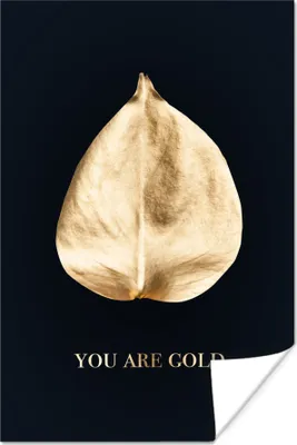 Produktbild von MuchoWow® Poster Zitat - Blatt - Gold 20x30 cm - Papierdruck