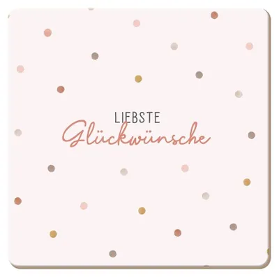 Kork-Untersetzer mit Glückwunsch-Motiv, bunt, 9,5 x 9,5 cm