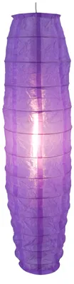 Image de Lampe textile "VALO", abat-jour en métal et tissu violet, hauteur 130 cm, diamètre 30 cm, pour culot E27