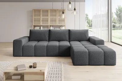 Produktbild von Moebelfest Lusso Ecksofa L-Form Rechtsseitig Dunkelgrau Teddy-Bouclé