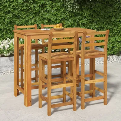 Produktbild von Möbel 5-tlg. Gartenbar-Set Massivholz Akazie - Gartenmöbelset 3154396
