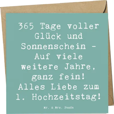 Produktbild von Mr. & Mrs. Panda Glückwunschkarte Spruch 1. Hochzeitstag Papierhochzeit - Meeresbrise - Geschenk, Heiraten, Liebe, Hochzeit, Hochzeitsgeschenk, Geschenke, anlasskarte
