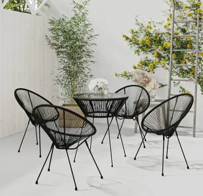 Produktbild von 5-tlg. Garten-Essgruppe Schwarz , Gartenmöbel-Sets Design 2024