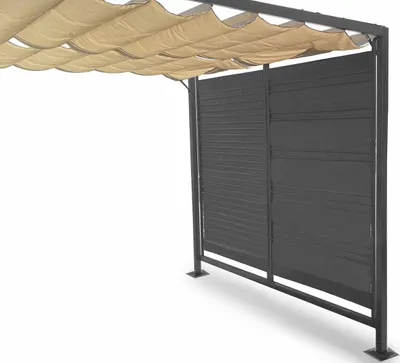 Produktbild von Grasekamp 2 Seitenteile für Flachdachpergola  Venecia Textilene Grau