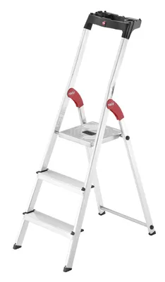 Image de Escabeau Hailo L60 sécurisé pliable - 3 marches - 2.37m - en alu ultra léger