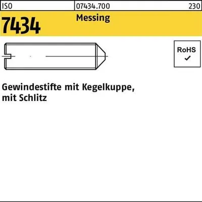 Produktbild von Reyher  Gew.stifte mit Schlitz ISO 7434 Messing M 4 x 5 Ms (100 Stück)