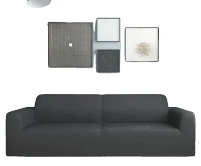 Image de Housse de canapé élastique, assise extensible, entretien facile, couleur anthracite