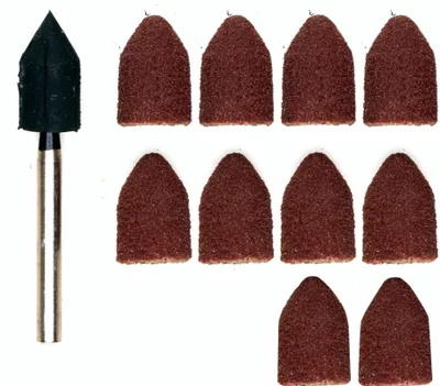 Produktbild von Proxxon 28987 Schleifkappenträger, 9 mm, je 5 Schleifkappen Korn 80 + 150