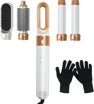 Immagine prodotto di AIORBER Pettine multifunzione 5 in 1 ad aria calda, con accessori vari: arricciacapelli automatico, spazzola asciugacapelli, spazzola lisciante, asciugacapelli e ferro arricciacapelli