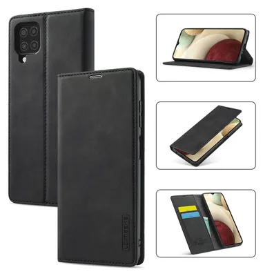 Obrázek produktu pro Galaxy A22 4G Kožené pouzdro s funkcí stojánku a držákem karet, peněženkový design pouzdro pro Samsung Galaxy A22 4G černé