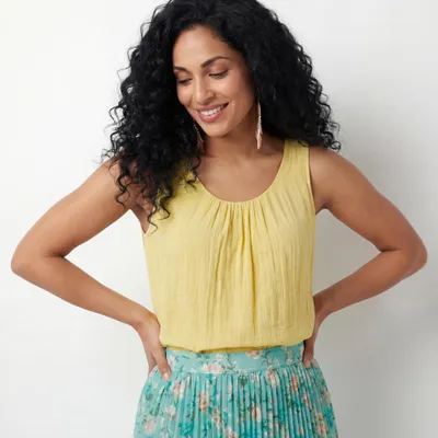 Produktbild von Trägertop Sommer Shirt Innentop blickdichtes Leinenoptik Oberteil 36-48 Damen