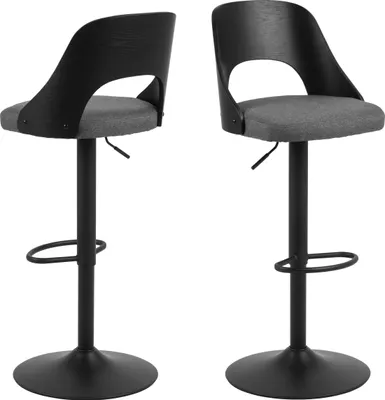 Zdjęcie produktu dla Barhocker >Lucy< (2er-Set) in Grau, Polyester, Stahl - 47x113x50,5cm (BxHxT)