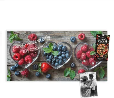 Produktbild von Magnettafel 100x50cm Pinnwand Whiteboard beschreibbar - Herzschalen Beeren