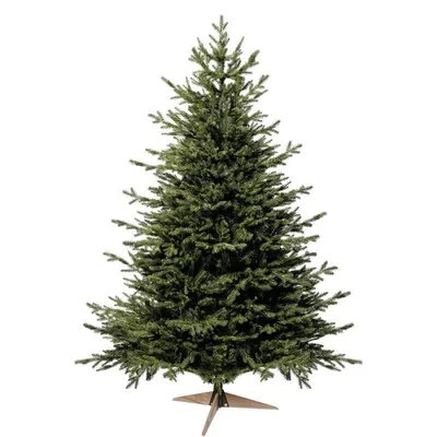 Produktbild von FAIRYTREES Künstlicher Pop-Up Weihnachtsbaum Spritzguss 220 cm dunkelgrün | Wilde europäische Fichte, handgefertigt in Europa 100% PE | Tannenbaum Breite Form, mit Holzständer | Modell: FT02