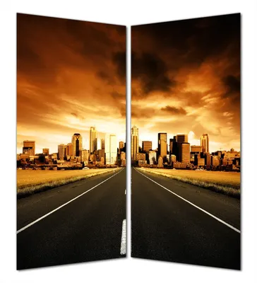 Produktbild von Wallario selbstklebende Duschrückwand 180 x 180 cm mit Motiv Skyline am Ende der Straße - Wandverkleidung mit Hochglanzlaminat in Glasoptik