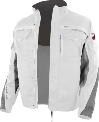 Produktbild von Qualitex Arbeitsjacke - Leichte Workwear Bundjacke - Atmungsaktiv & Robust - Ungefüttert - in Farbe: weiß/grau - Herren: L - Damen: 44