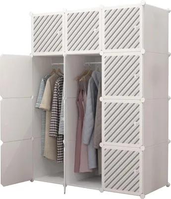 Zdjęcie produktu dla Szafa modułowa - Kolor biały - 12 modułów - 140x105 cm