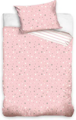 Imagen del producto de Ropa de cama para cuna, 100 x 135 cm, 100% algodón, con estampado de estrellas, para niñas