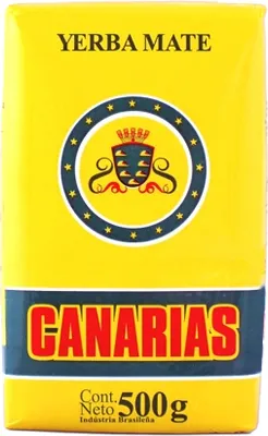 A yellow package of Canarias Traditional Yerba Mate.
