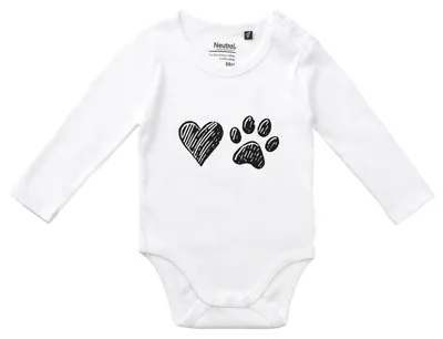 Produktbild von Huuraa Baby Body Herz Tapse 68 White  Baumwolle Fairtrade Langarmbody Geschenkidee