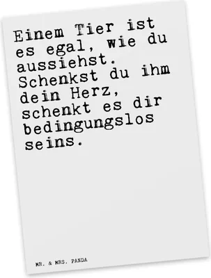 Produktbild von Mr. & Mrs. Panda Grußkarte Einem Tier ist es... - Weiß - Geschenk, Motivkarte, Spruch Sprüche Weisheiten Zitate Lustig Weisheit Worte, Postkarte, Herz, Hund, Tierschutz