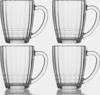 Produktbild von 4 St. Bierkrug Facettiert  Nostalgie Bier Bierglas 500ml.