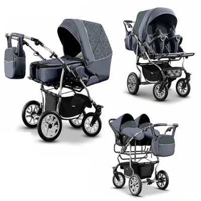 Produktbild von Zwillingskinderwagen 4 in 1 City Twin inkl. Autositze - 15 Teile -  in 19 Farben