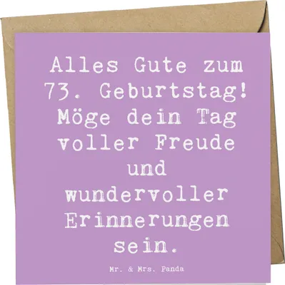 Produktbild von Mr. & Mrs. Panda Grußkarte Spruch 73. Geburtstag Freude - Lavendeltraum - Geschenk, einzigartig, faltkarte, Klappkarte, Glückwunsch, Freunde, Happy Birthday, Meilenstein