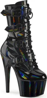 Produktbild von ADORE-1046 Damen Booties von Pleaser, Schwarz Hologlanz , EU 38, US 8