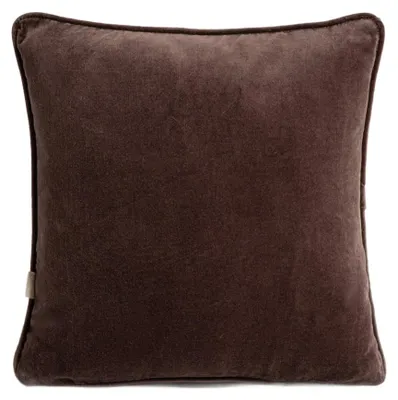 Zdjęcie produktu dla HOMLA Poszewka FINA z bawełnianego aksamitu z dekoracyjną lamówką brązowa 45x45 cm