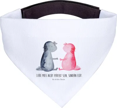 Produktbild von Mr. & Mrs. Panda Halstuch Für Hunde Axolotl Liebe - Weiß - Geschenk, Hunde-Bandana, Tuch, Hundehalstuch, Hund, Valentinstag