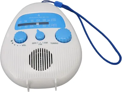 Productafbeelding van Doucheradio - Badkamer radio - Muziek luisteren - Waterdicht ontwerp - 16 x 13 x 6 cm - Wit