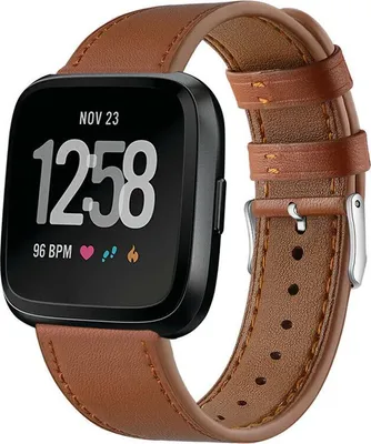 Produktbild von Lederarmband für Smartwatches - Passend für Fitbit Versa/Versa 2 - Lederarmband in Braun - Strap-it Uhrenarmband / Armband