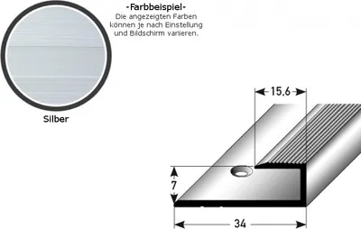 Produktbild von Einschubprofil "Waterford" für Laminat, 7 mm Einfasshöhe, Aluminium eloxiert, gebohrt-silber-2700