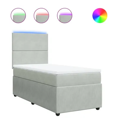 Produktbild von Boxspringbett mit Matratze Hellgrau 90x200 cm Samt