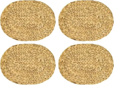 Produktbild von PolkaHome® Platzset Oval Geflochten Wasserhyazinthe Waschbar Set aus 4 40 x 30 cm