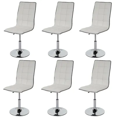 Produktbild von 6er-Set Esszimmerstuhl | HxBxT 103x43x54cm | Sitzhöhe 41cm | Kunstleder - | Weiß | Stuhl Küchenstuhl
