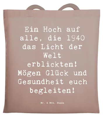 Produktbild von Mr. & Mrs. Panda Jutebeutel Spruch 1940 Geburtstag - Braun Pastell - Geschenk, Shopping Tasche, Geburtstagsgeschenk, Liebevolle Geschenke, Beutel, Liebe und Wertschätzung