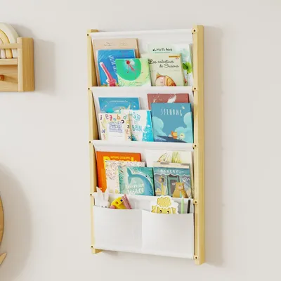 Produktbild von Wandregal für Kinder, 4-stöckiges, schwebendes Bücherregal